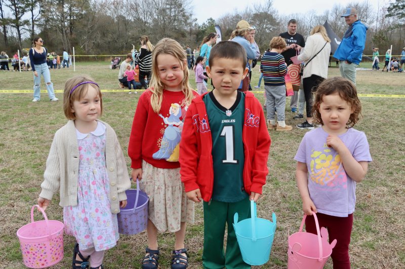 These kids had buckets full of fun – and Easter eggs – after the hunt.
Shown are (l-r) Joni Bartley, Charlotte Bartley, Leilani Matthews and Kai Matthews.